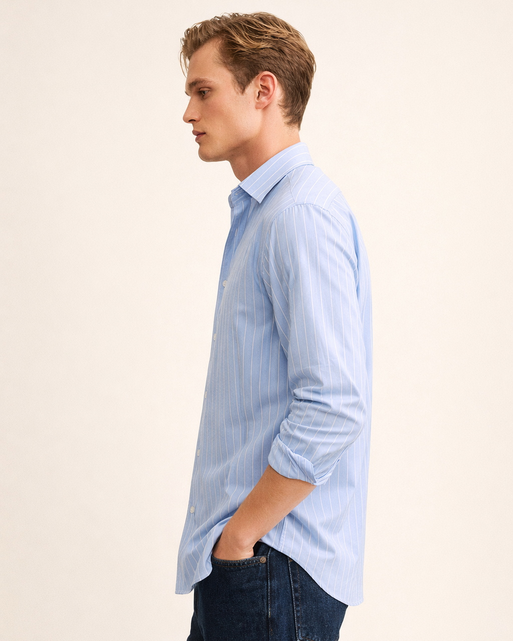 Marine Stripe Shirt in Sky Blue