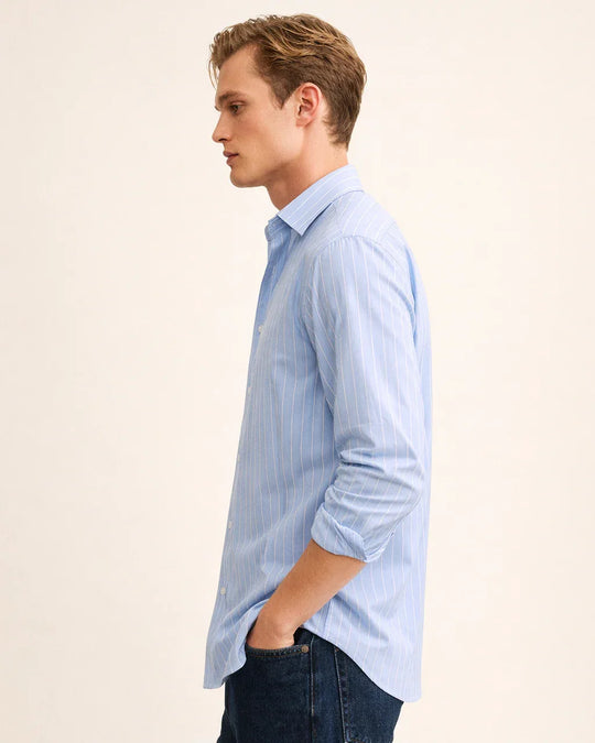 Marine Stripe Shirt in Sky Blue - Wine & Cheese