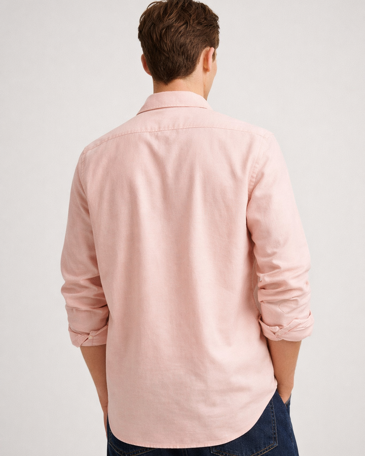 Solid Cotton Shirt in Peach