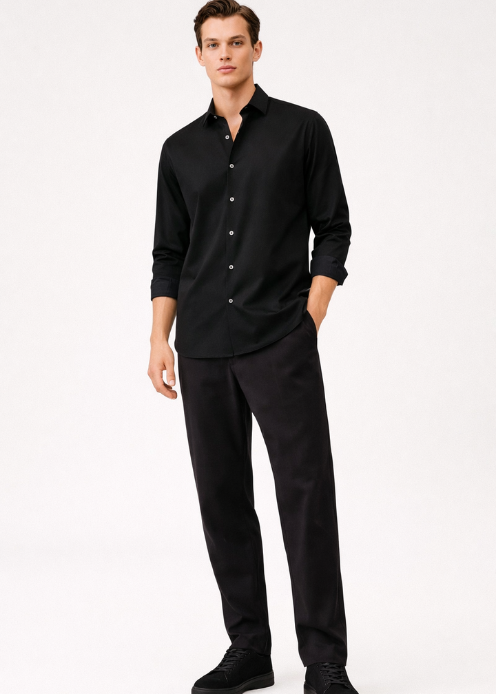 Cotton Stretch shirt in Black