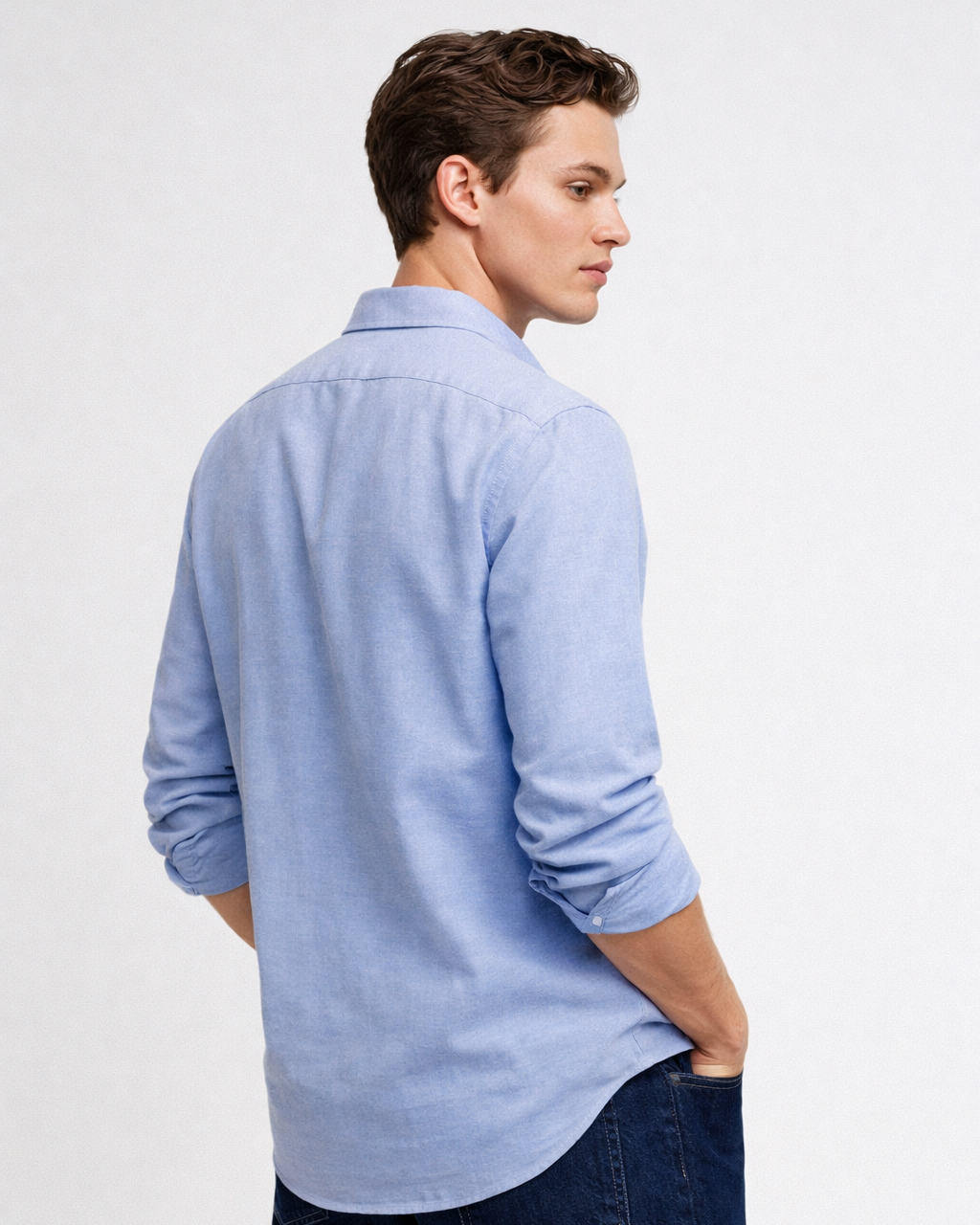 Solid Cotton Shirt in Sky Blue