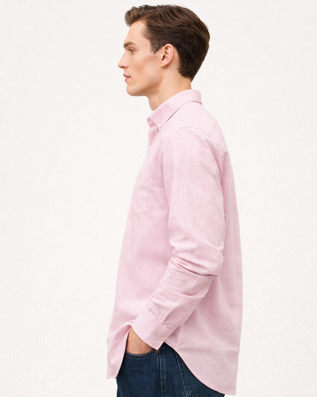 Solid Cotton Shirt in Pink