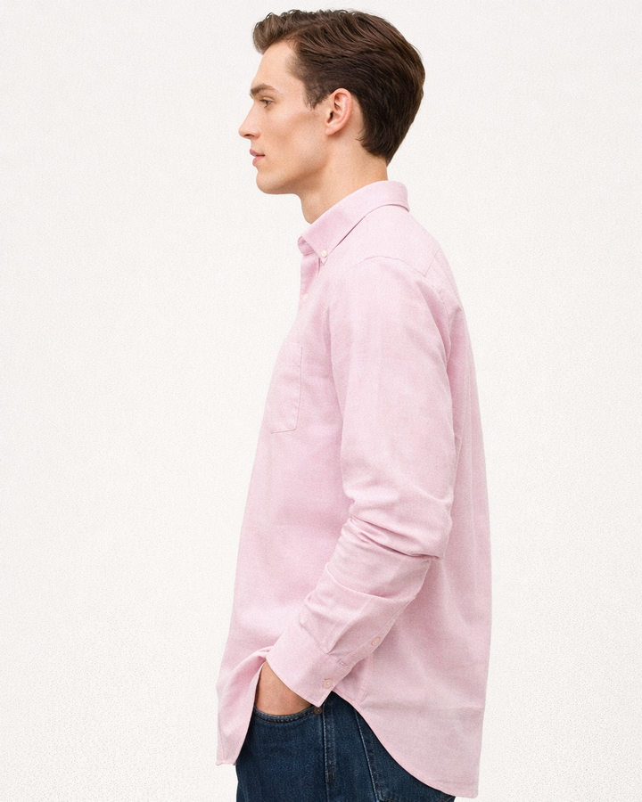 Solid Cotton Shirt in Pink
