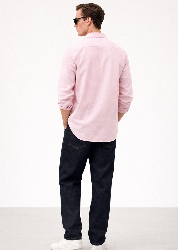 Solid Cotton Shirt in Pink