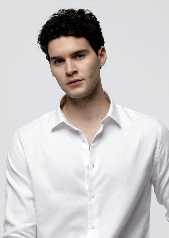 Cotton Dobby Shirt in White - Wine & Cheese