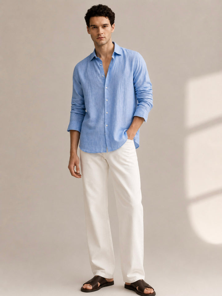 Pure Linen Shirt in Lt. Blue
