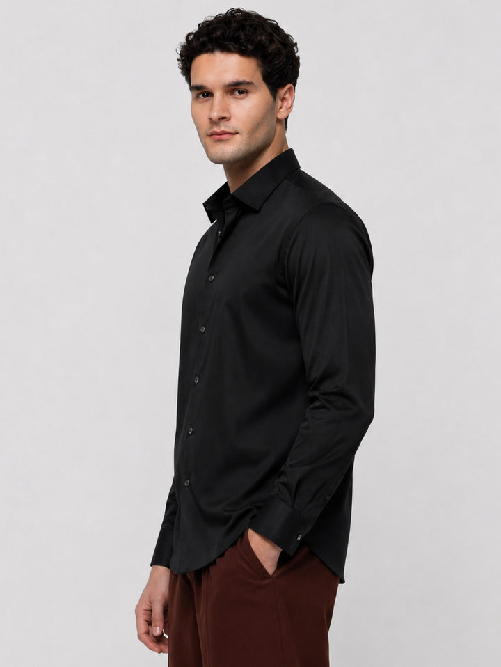 Giza Cotton Shirt in Black
