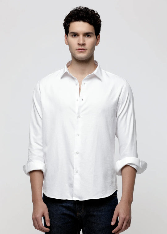 Cotton Dobby Shirt in White - Wine & Cheese
