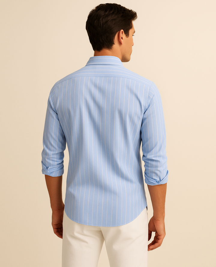 Marine Stripe Shirt in Sky Blue