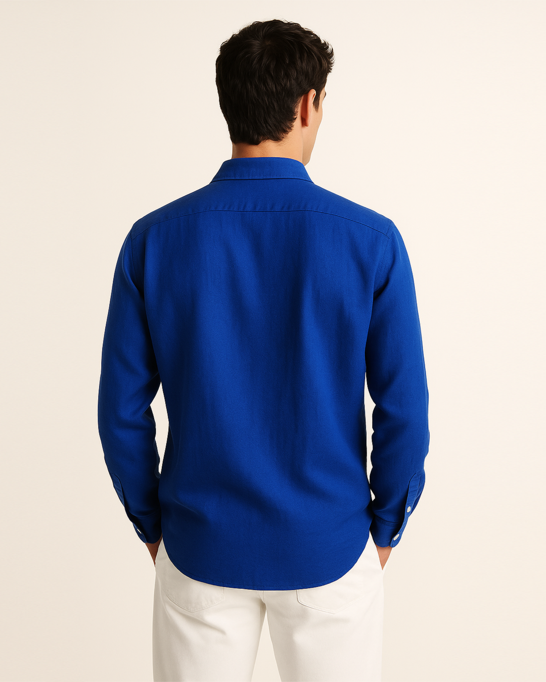 Pure linen shirt in Royal Blue
