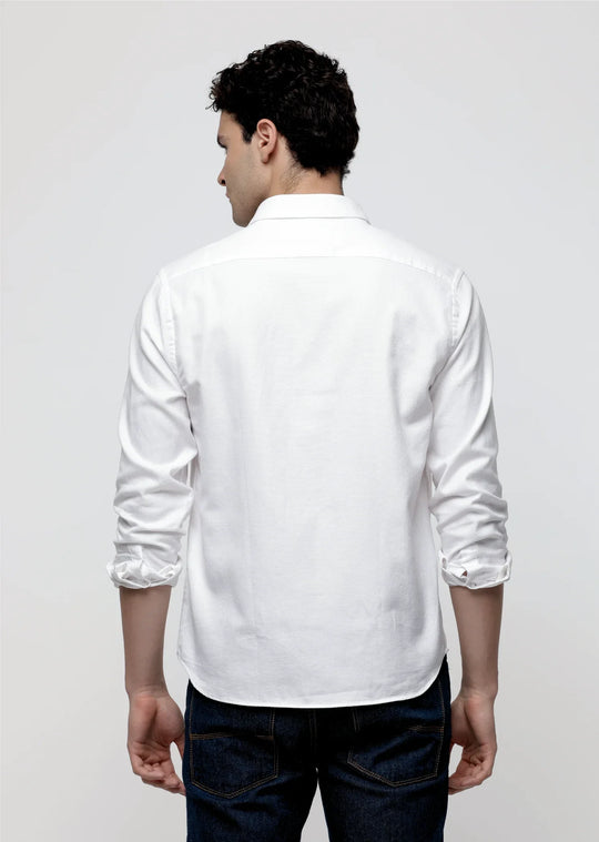 Cotton Dobby Shirt in White - Wine & Cheese