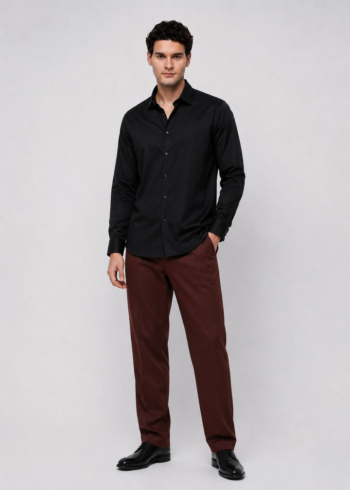 Giza Cotton Shirt in Black