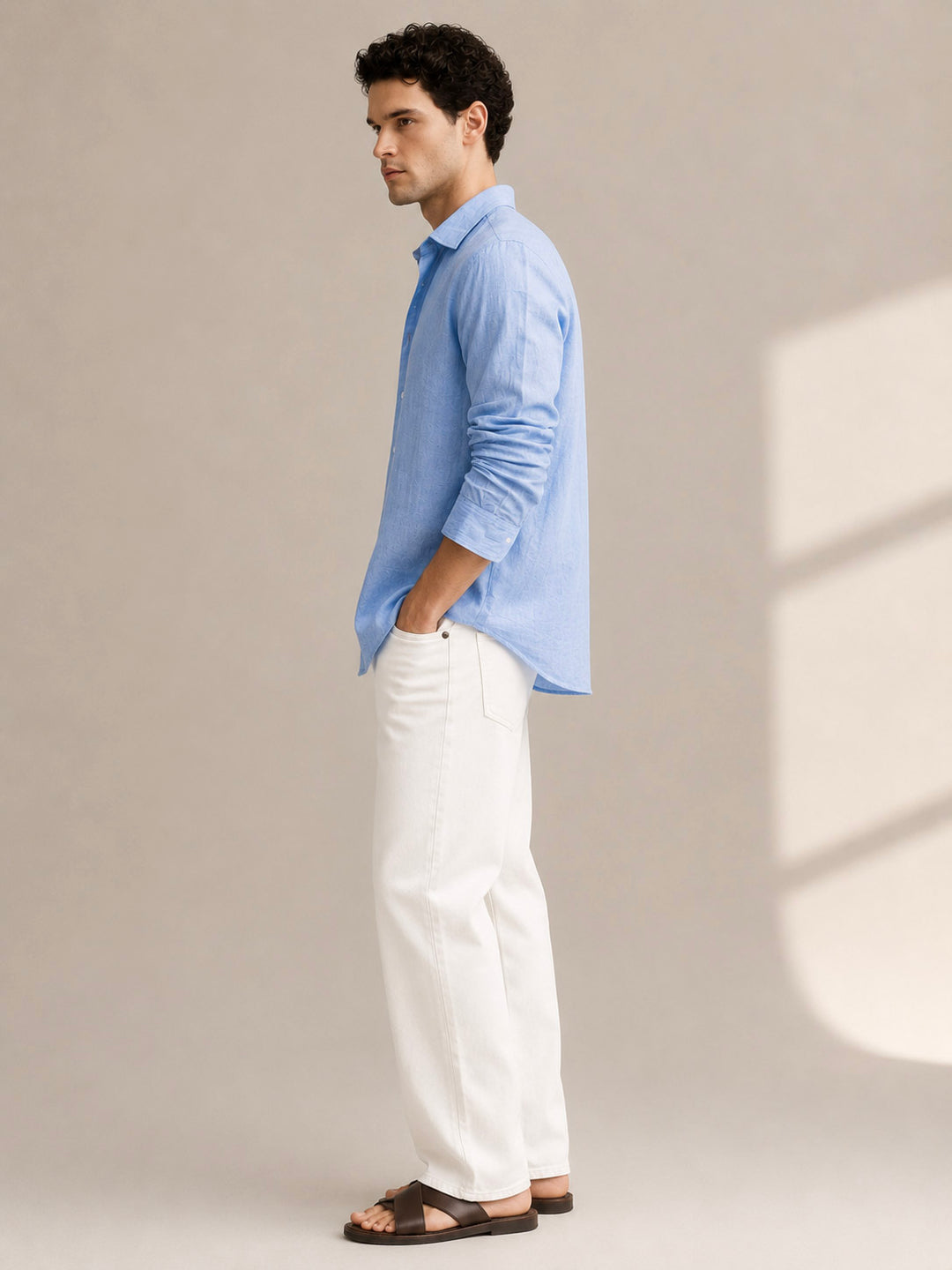 Pure Linen Shirt in Lt. Blue