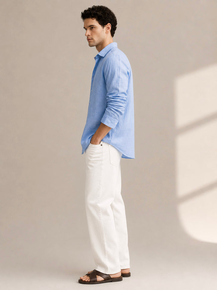 Pure Linen Shirt in Lt. Blue