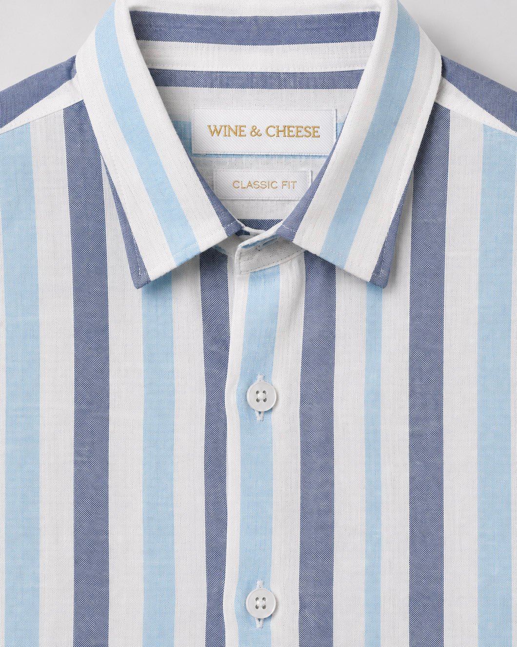 Pure Linen Stripe Shirt in Navy
