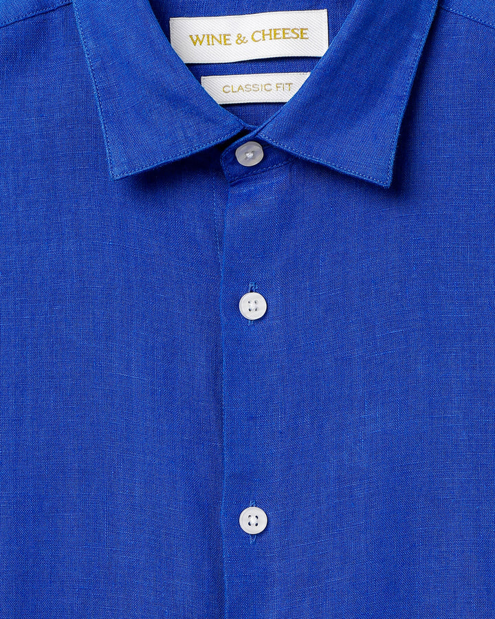 Pure linen shirt in Royal Blue