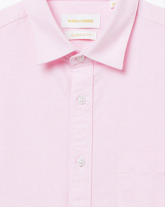 Solid Cotton Shirt in Pink - Wine & Cheese