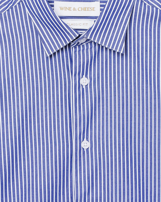 Classic Stripe Shirt in Navy - Wine & Cheese