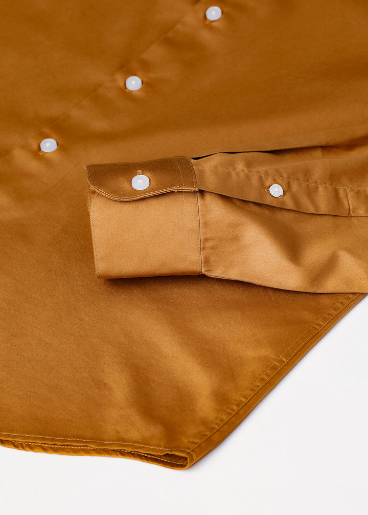 Giza Satin Shirt. in Gold