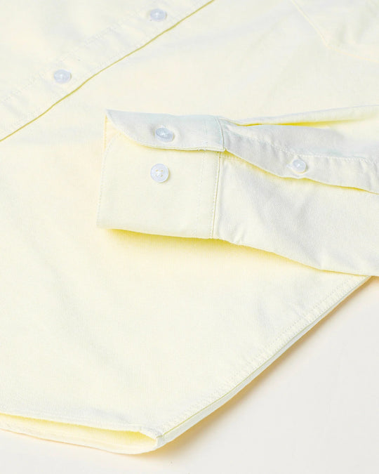 Solid Cotton Shirt in Yellow - Wine & Cheese