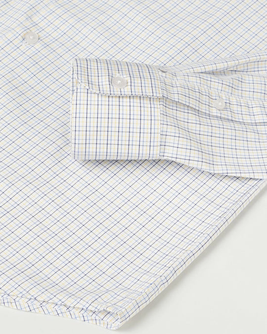 Fine Line Check Shirt in White - Wine & Cheese