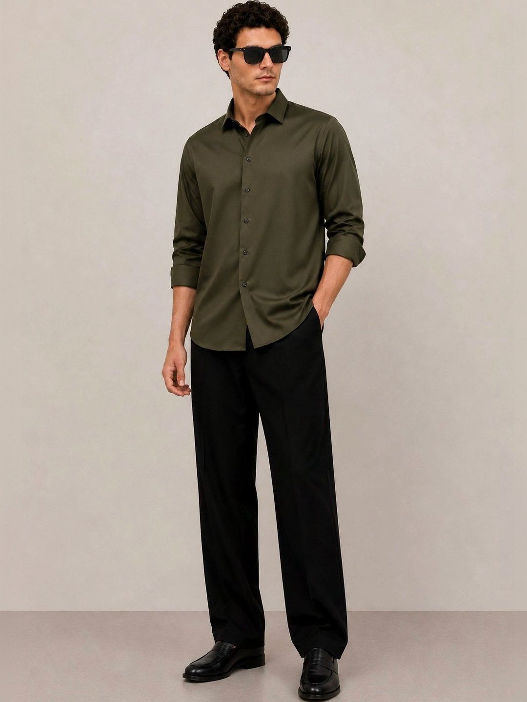 Giza Cotton Shirt in Olive