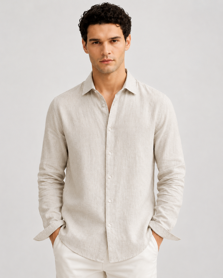 Pure Linen Shirt in Beige