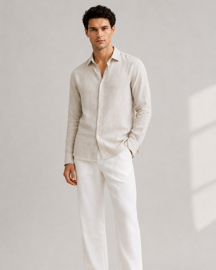 Pure Linen Shirt in Beige