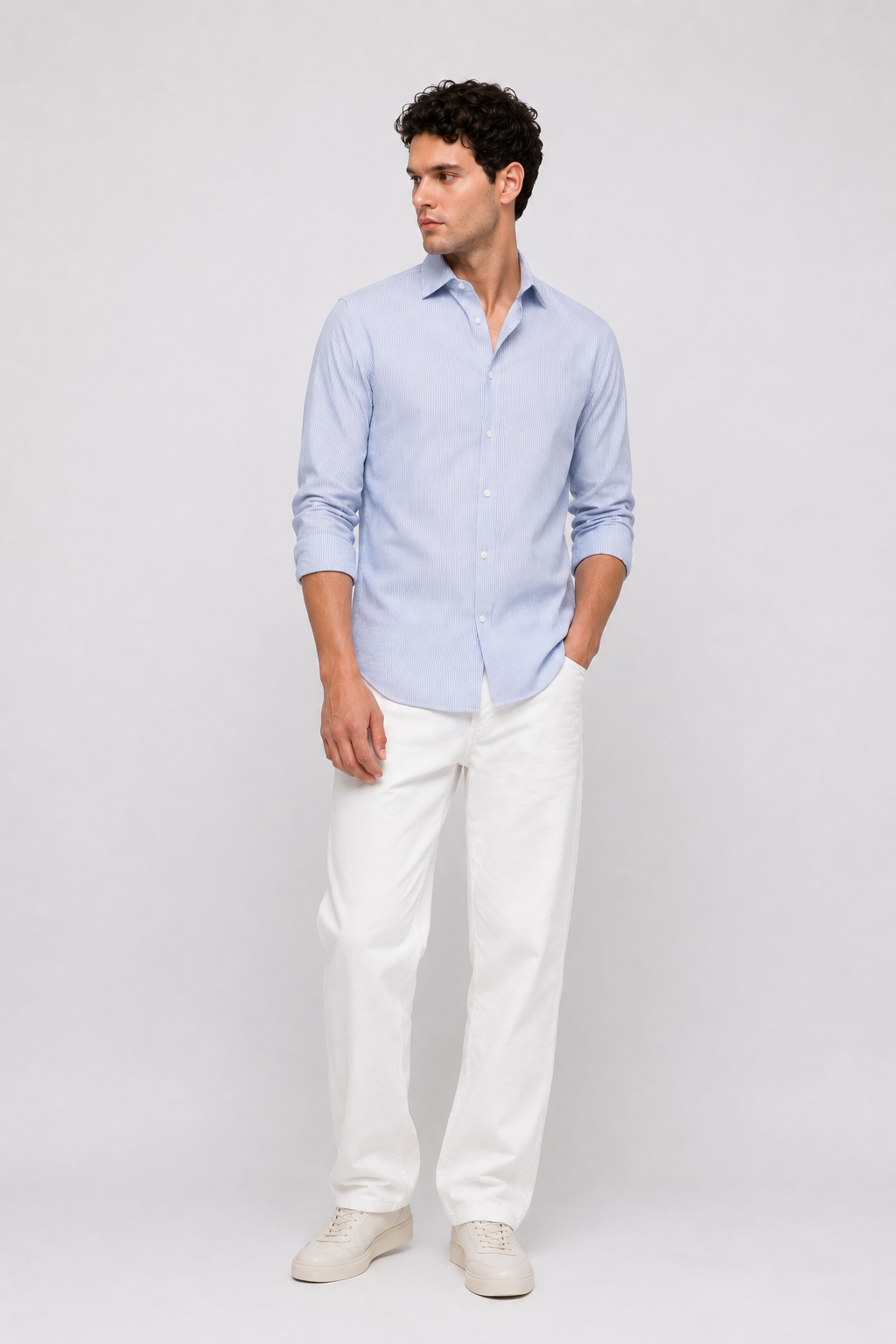 Oxford Striped Shirt in Navy