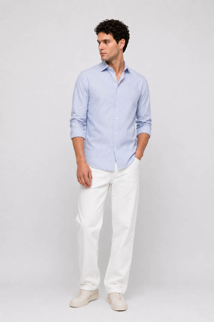 Oxford Striped Shirt in Navy