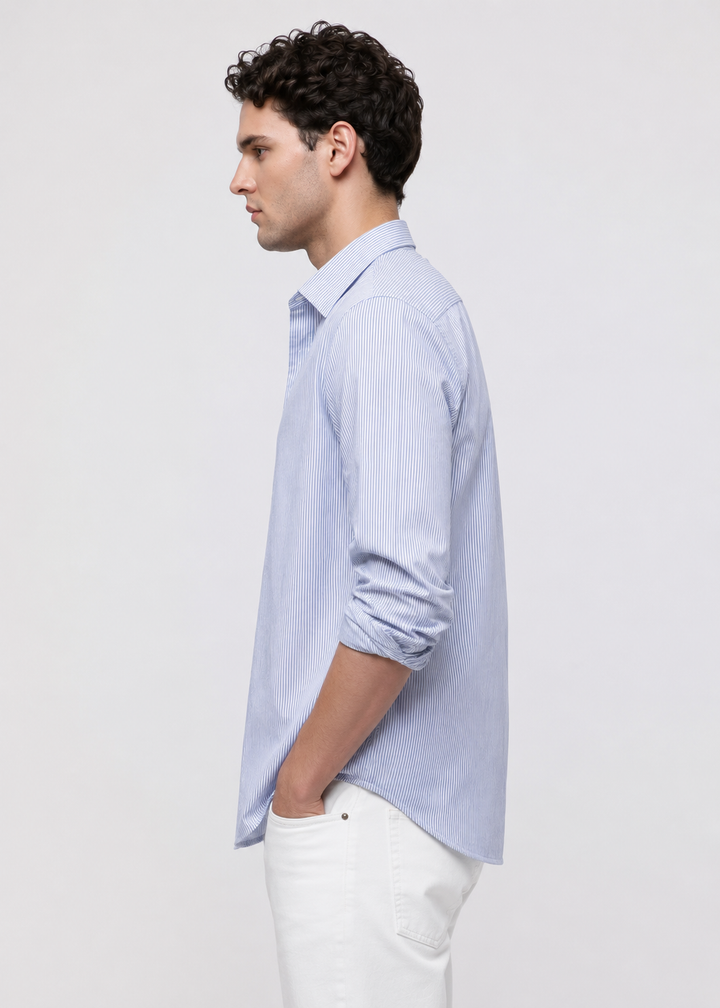 Oxford Striped Shirt in Navy