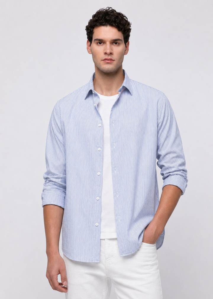 Oxford Striped Shirt in Navy