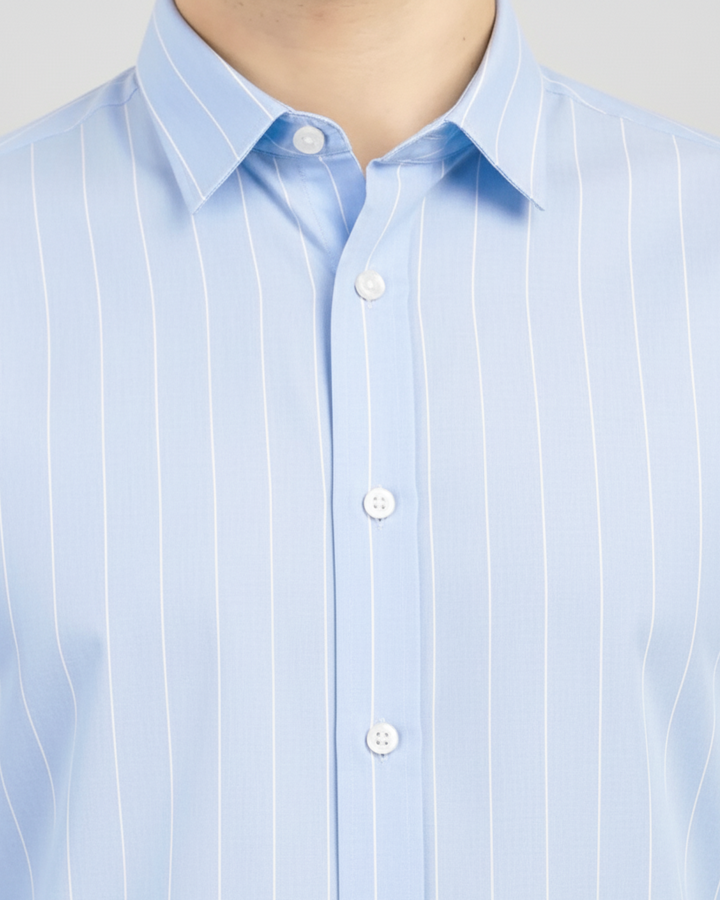 Marine Stripe Shirt in Sky Blue