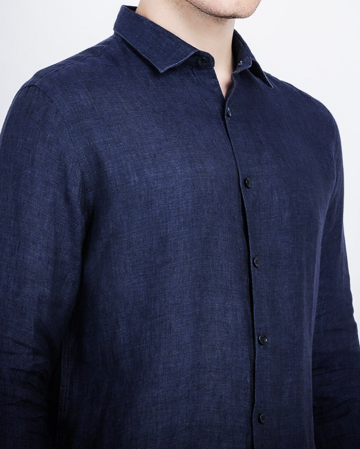 Pure Linen Shirt in Indigo