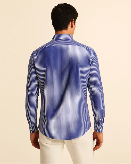Classic Stripe Shirt in Navy - Wine & Cheese