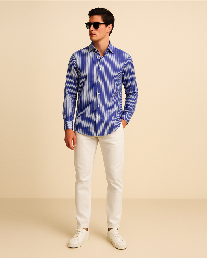 Classic Stripe Shirt in Navy