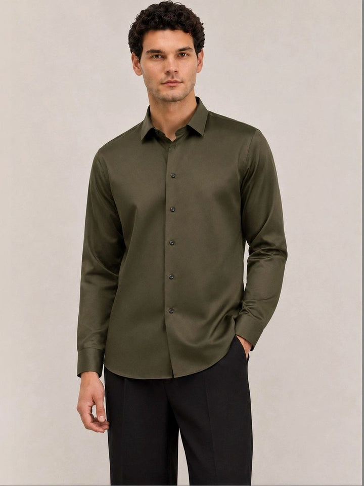Giza Cotton Shirt in Olive