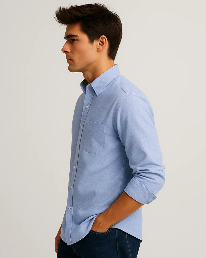 Solid Cotton Shirt in Sky Blue