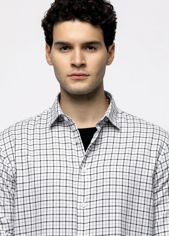 Outdoor Check Shirt in Beige - Wine & Cheese