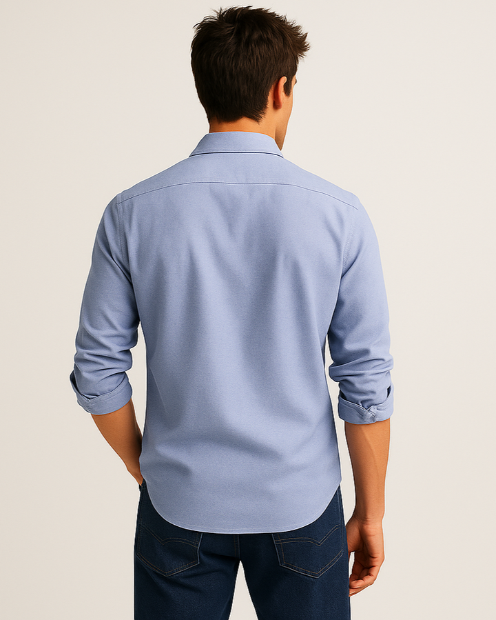 Solid Cotton Shirt in Sky Blue