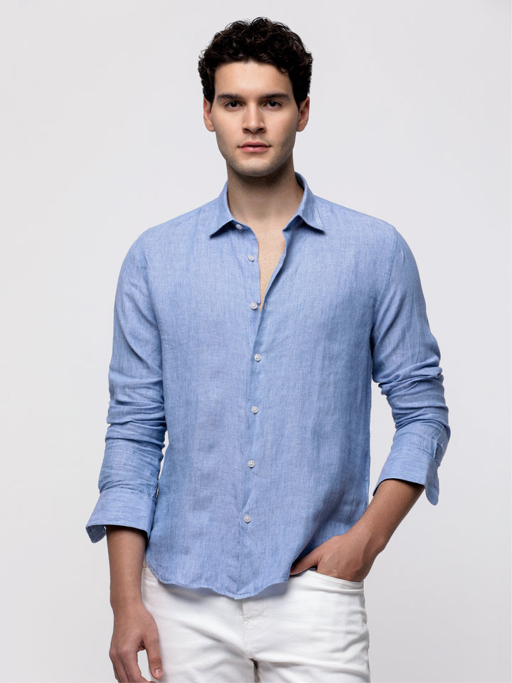 Pure Linen Shirt in Lt. Blue