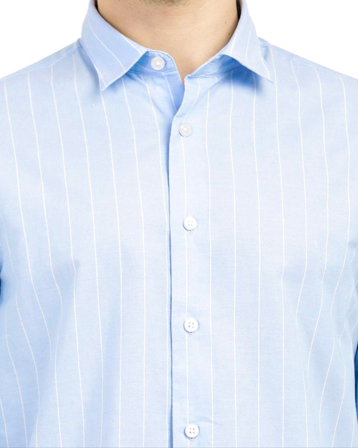 Marine Stripe Shirt in Sky Blue