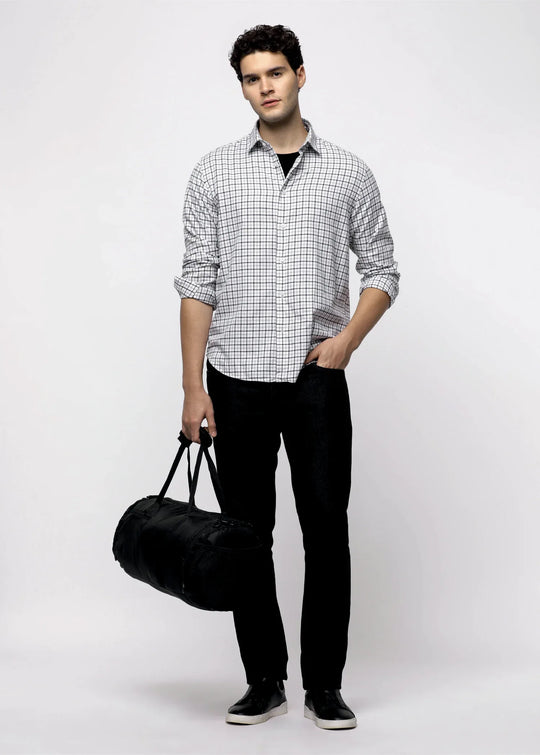 Outdoor Check Shirt in Beige - Wine & Cheese