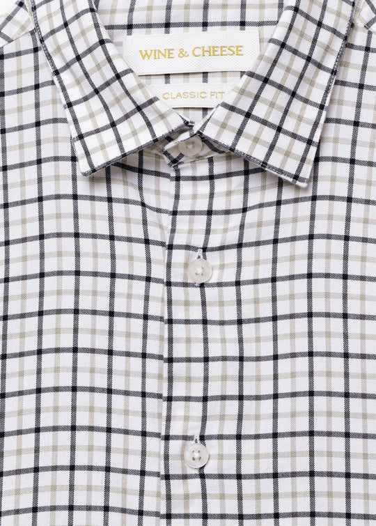 Outdoor Check Shirt in Beige - Wine & Cheese