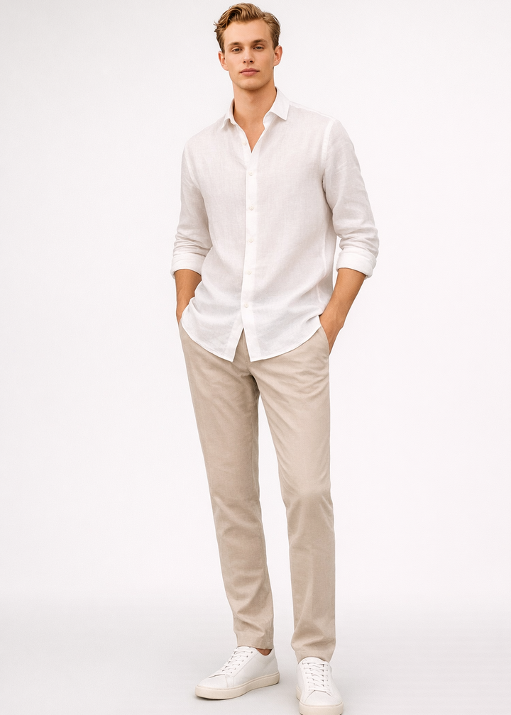 Pure Linen Shirt in White