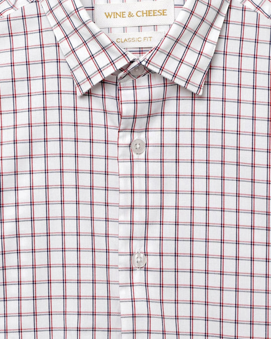 Check Shirt in White & Red - Wine & Cheese
