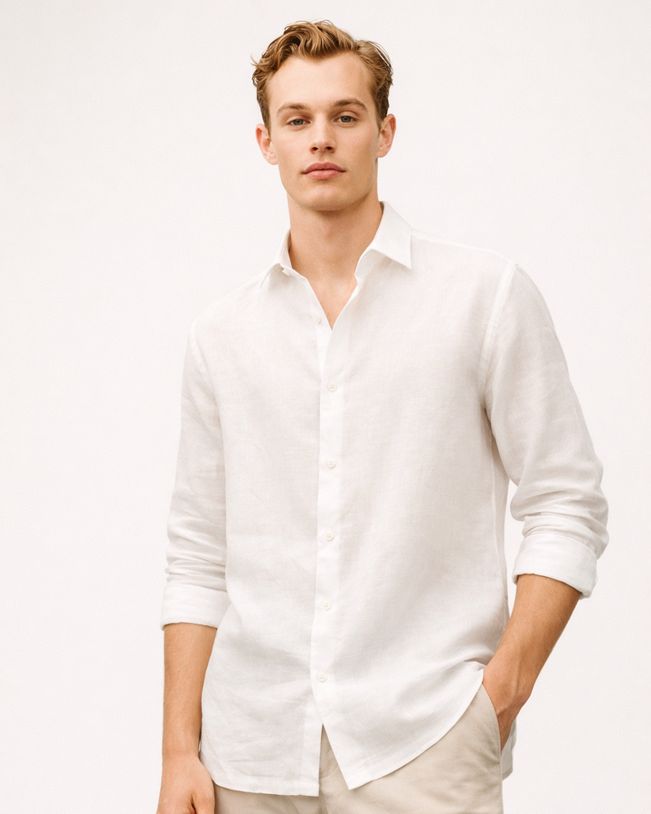 Pure Linen Shirt in White