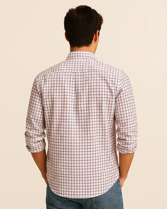 Check Shirt in White & Red - Wine & Cheese