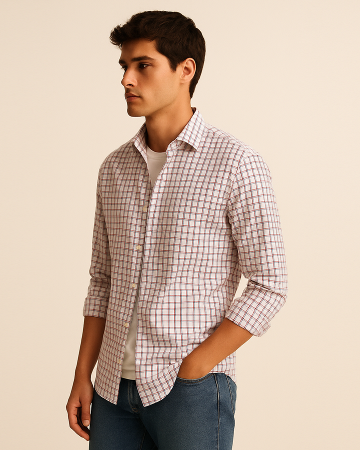 Check Shirt in White & Red