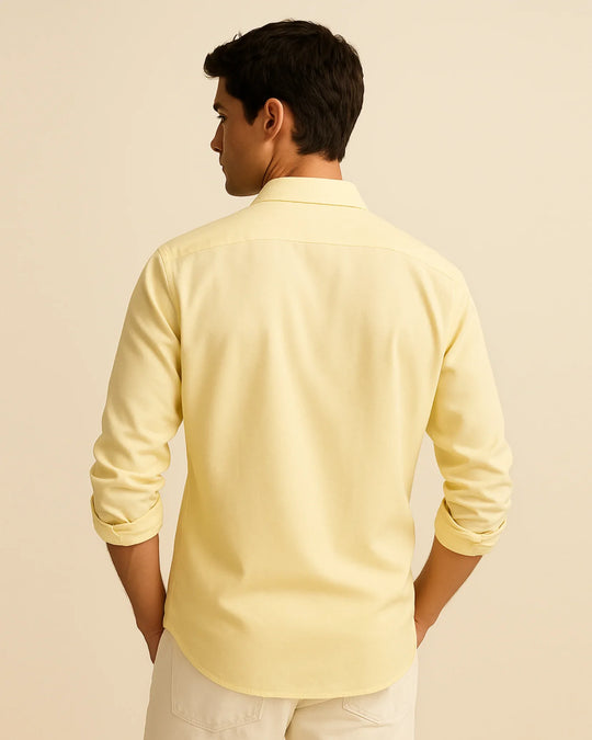 Solid Cotton Shirt in Yellow - Wine & Cheese